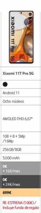 Vodafone Xiaomi 11t Pro 5g oferta
