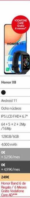 Vodafone Honor X8 oferta