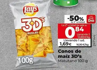 Dia Supermercados -50% La 2a Unidad Conos De Maíz 3d's oferta
