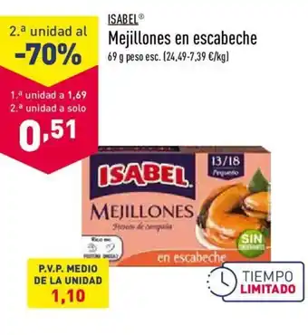 ALDI Mejillones en escabetche 69g oferta