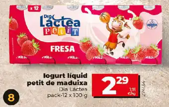 Dia logurt líquid petit de maduixa Dia Lactea pack-12 x 100 g oferta