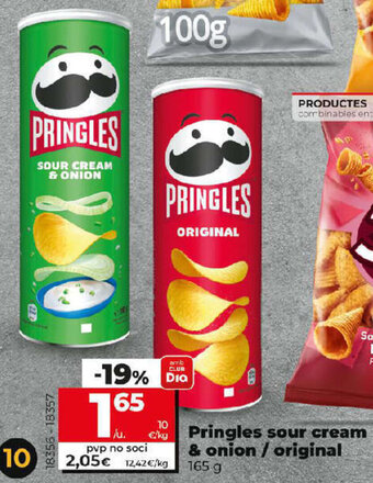 Dia Pringles sour cream & onion / original 165 g oferta