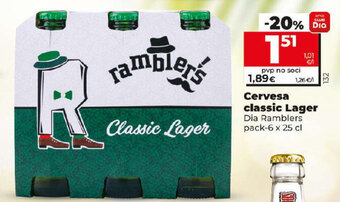 Dia Cervesa classic Lager Dia Ramblers pack-6 x 25 cl oferta