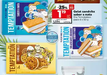 Dia Gelat sandvix sabor a nata Dia Temptation pack - 6 x 50 g oferta