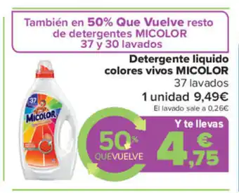 Carrefour Detergente liquido colores vivos Micolor 37 lavados 1 unidad oferta