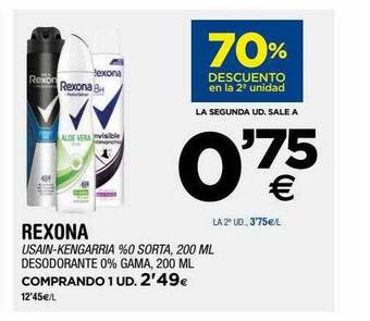 BM Supermercados 70% Descuento En La 2a Unidad Rexona Desodorante 0% Gama oferta