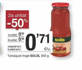 BonpreuEsclat 2a Unitat -50% Tomàquet Fregit Solis oferta