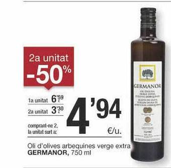 BonpreuEsclat 2a Unitat -50% Oli D'olives Arbequines Verge Extra Germanor oferta