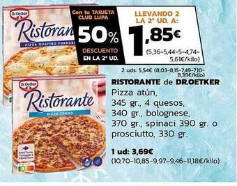 Supermercados Lupa Ristorante De Dr. Oetker Pizza Atún oferta