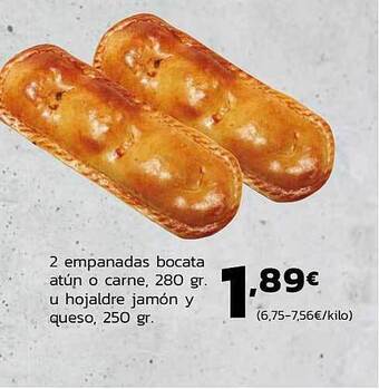 Supermercados Lupa 2 Empanadas Bocata Atún O Carne, U Hojaldre Jamón Y Queso oferta