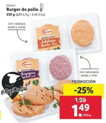 Lidl Burger de pollo 230g oferta
