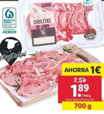 Lidl Chuletas de lomo oferta