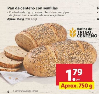 Lidl Pan de centeno con semillas 750g oferta