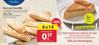 Lidl Barra para bocadillo 100g oferta