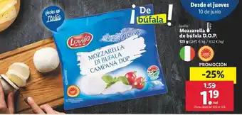 Lidl Mozzarella de búfala D.O.P 125g oferta