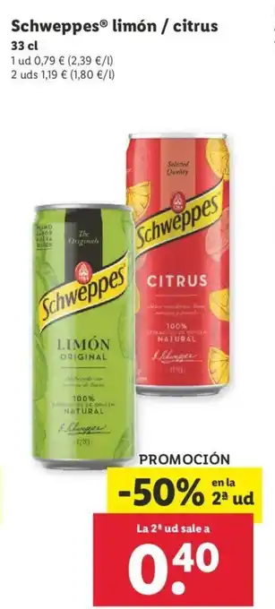 Lidl Schweppes limón/citrus 33cl oferta
