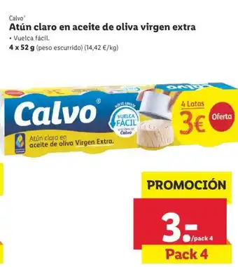Lidl Atún claro en aceite de oliva virgen extra 4 x 52g oferta