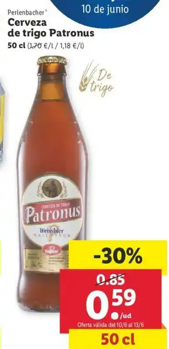 Lidl Cerveza de trigo Patronus 50cl oferta