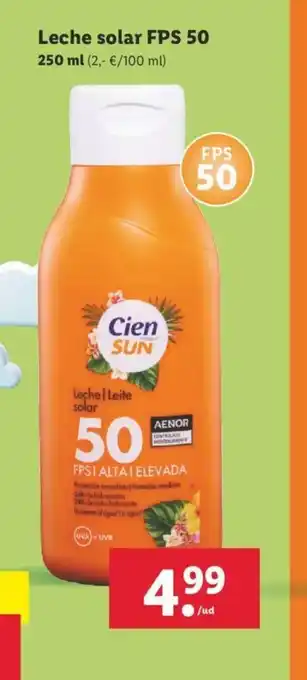 Lidl Leche solar FPS50 250ml oferta