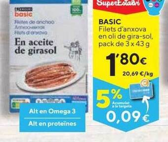 Caprabo Basic Filets D'anxova En Oli De Gira-sol oferta