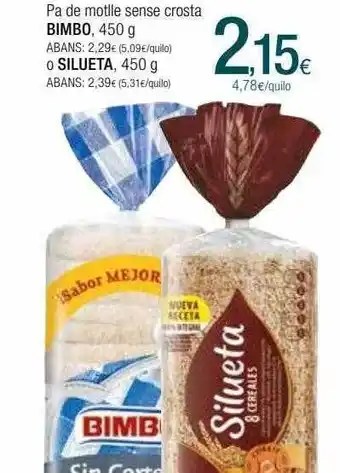 Condis Pa De Motlle Sense Crosta Bimbo O Silueta oferta