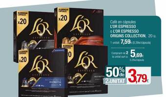 Condis Cafè En Càpsules L'or Espresso O L'or Espresso Origins Collection oferta