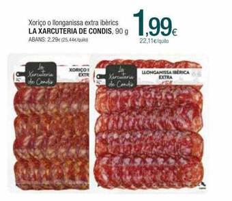 Condis Xoriço O Llonganissa Extra Ibèrics La Xarcuteria De Condis oferta
