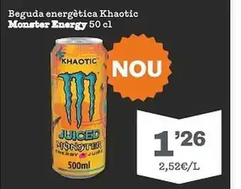 Sorli Beguda Energètica Khaotic Monster Energy oferta