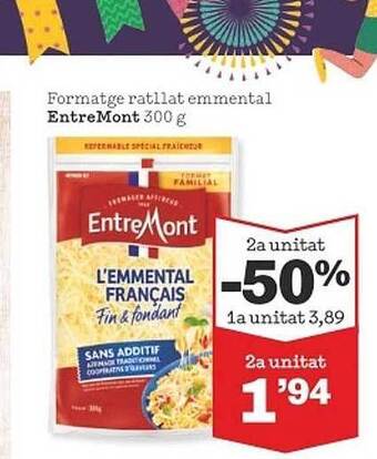 Sorli Formatge Ratllat Emmental Entremont oferta