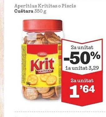 Sorli Aperitius Krititas O Piscis Cuétara oferta