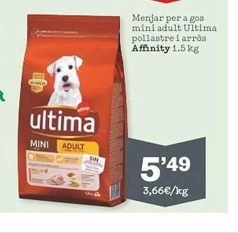 Sorli Menjar Per A Gos Mini Adult Ultima Pollastre I Arròs Affinity oferta