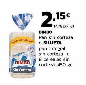 Supermercados Lupa Bimbo Pan Sin Corteza O Silueta Pan Integral Sin Corteza U 8 Cereales Sin Corteza oferta