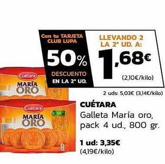 Supermercados Lupa Cuétara Galleta María Oro oferta