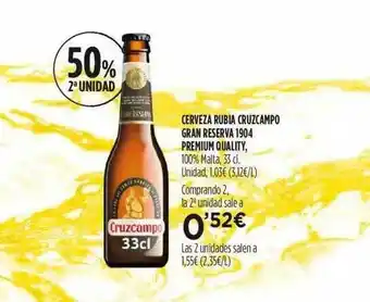 Fotoprix Cerveza Rubia Cruzcampo Gran Reserva 1904 Premium Quality oferta