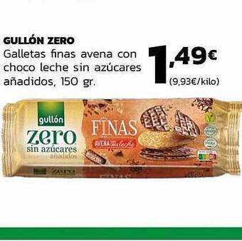 Supermercados Lupa Gullón Zero Galletas Finas Avena Con Choco Leche Sin Azúcares Añadidos oferta