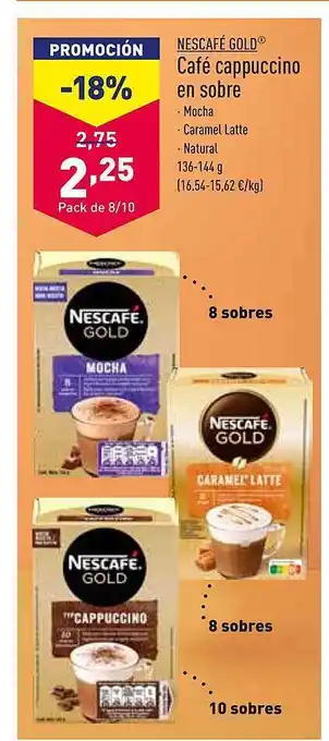 ALDI Nescafé Gold Café Cappuccino En Sobre oferta