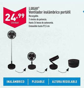 ALDI E-dream Ventilador Inalámbrico Portátil oferta