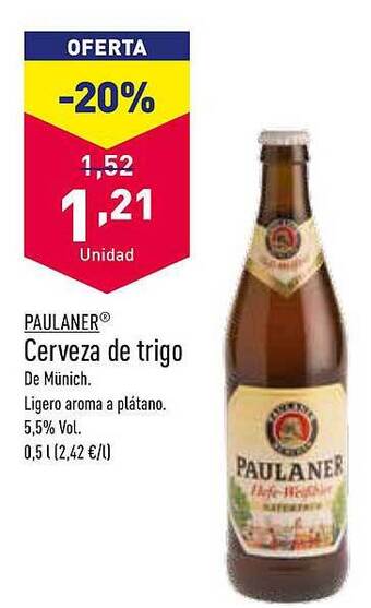 ALDI Paulaner Cerveza De Trigo oferta