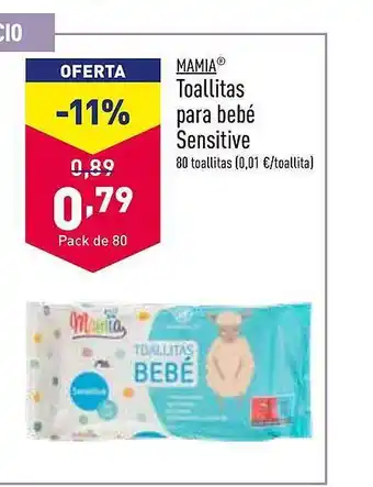 ALDI Mamia Toallitas Para Bebé Sensitive oferta