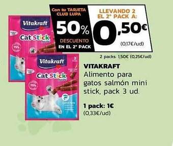 Supermercados Lupa Vitakraft Alimento Para Gatos Salmón Mini Stick oferta