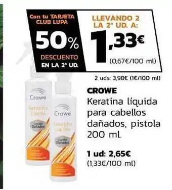 Supermercados Lupa Crowe Keratina Líquida Para Cabellos Dañados, Pistola oferta