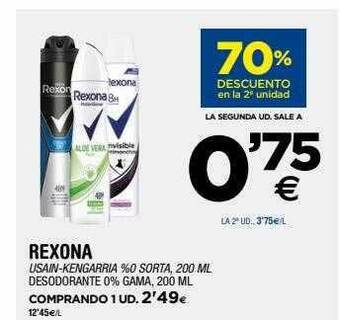 BM Supermercados 70% Descuento En La 2a Unidad Rexona Desodorante 0% Gama oferta