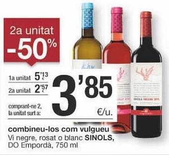 BonpreuEsclat 2a Unitat -50% Vi Negre Rosat O Blanc Sinols Do Empordà oferta