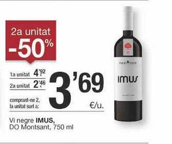 BonpreuEsclat 2a Unitat -50% Vi Negre Imus Do Montsant oferta