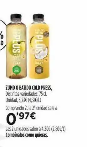 Fotoprix Zumo O Batido Cold Press 75cl oferta