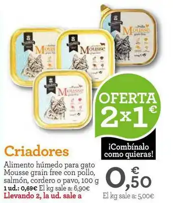 TiendAnimal Criadores Alimento Húmedo Para Gato 100g oferta