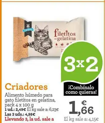TiendAnimal Criadores Alimento Húmedo Para Gato Filetitos En Gelatina oferta
