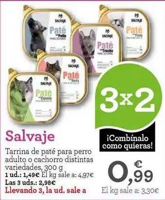 TiendAnimal Salvaje Tarrina de paté para perro adulto o cahorro distintas variedades, 300g oferta