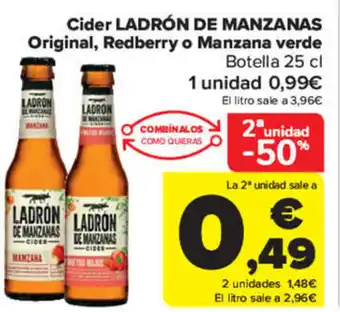 Carrefour Cider Ladrón De Manzanas Original, Redberry o Manzana verde Botella 25 cl oferta