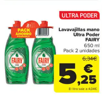 Carrefour Fairy Lavavajillas mano Ultra Poder 650 ml oferta